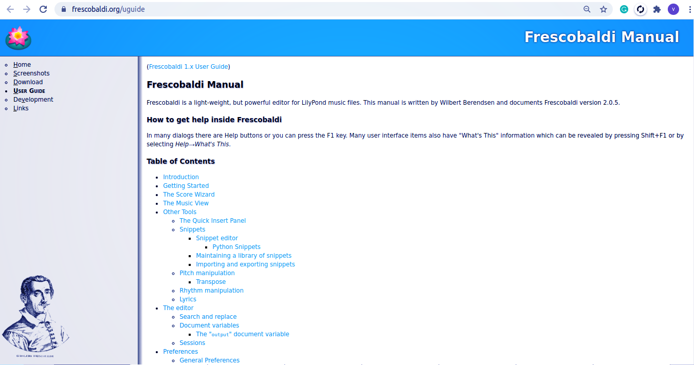 Frescobaldi documentation page