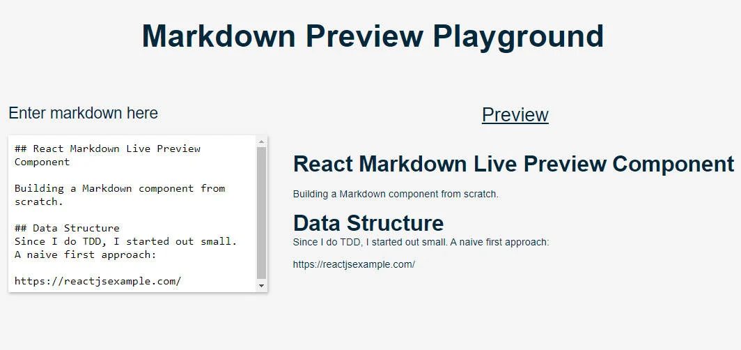 React Markdown Live Preview Component