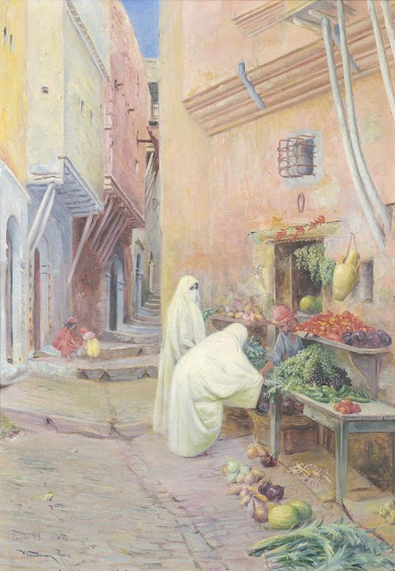 Rue du Nil, Alger - Knut Gustaf Waldemar Tode (Suédois - 1859 - 1900) - Huile sur toile - 65x46cm
