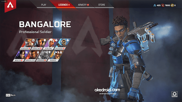 design menu user interface 8 karakter hero unik kill game apex legends pc