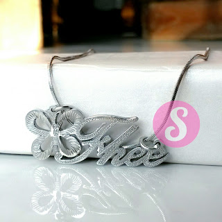 kalung nama monel silver grafir - fhee