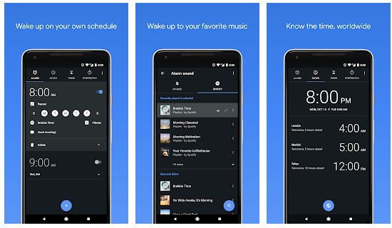 4. Google Clock متزامنة مع Spotify: لتغيير قائمة التشغيل كل صباح