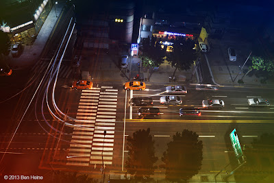 Street in Gangnam District (Seoul) by Night by photographer Ben Heine 