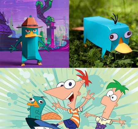 Phineas and Ferb Perry the Platypus Agent P Papercraft