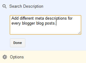 Enable Search Description Feature in Blogger
