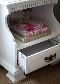 Vintage nightstand - chalk paint and wallpaper