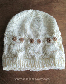 handmade owl knit hat by cocococoa on Etsy 