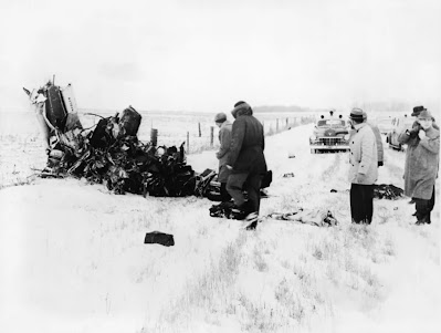 Wreckage of the plane carrying Buddy Holly