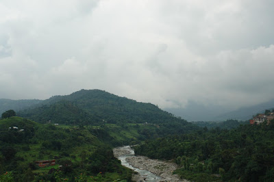 A mountain stream from a distance