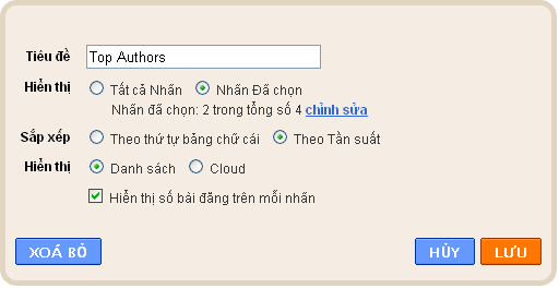 widget label