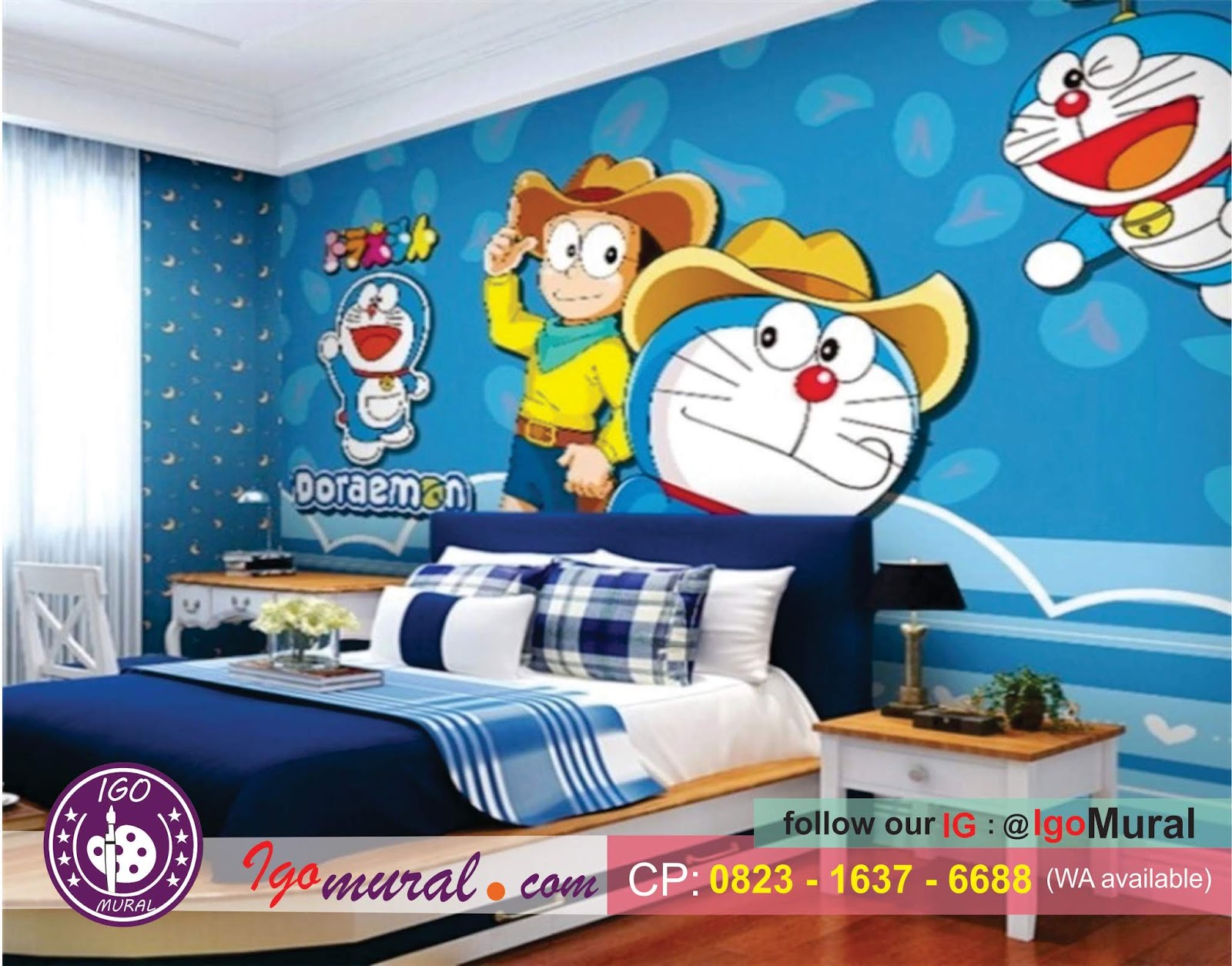 Gambar Lukisan Dinding  Kamar  Doraemon 