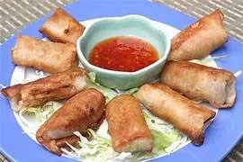 Thai Popular Snacks Spring Rolls and Fish Crackers 