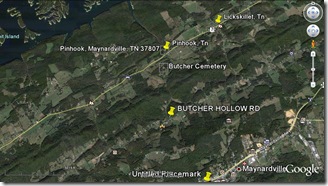 GOOGLE EARTH VIEW OF BUTCHER CEMETERY