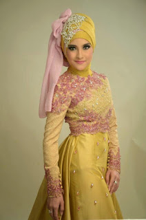 Kebaya Modern Muslimah Warna Gold Model Baru 