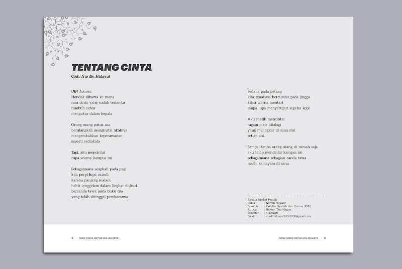  Layout  dan  Desain  Cover  buku  Puisi Cinta untuk UIN Jakarta