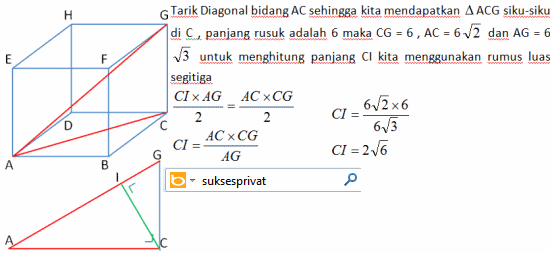 Cara Menghitung Jarak  Titik  ke  Garis  pada  Kubus  Dimensi 