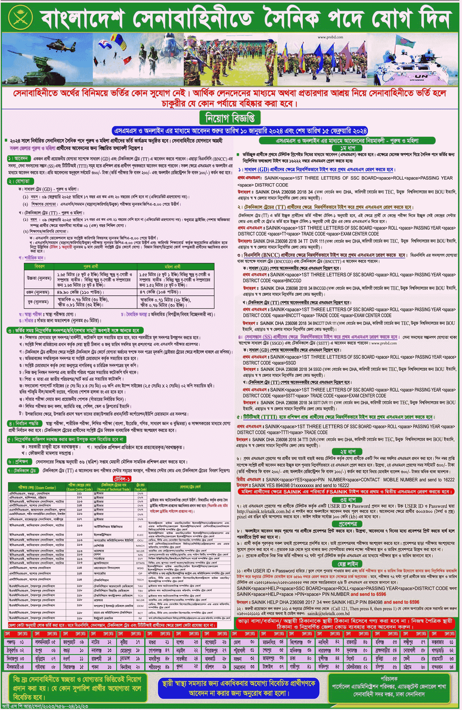 Army Sainik Job Circular 2024