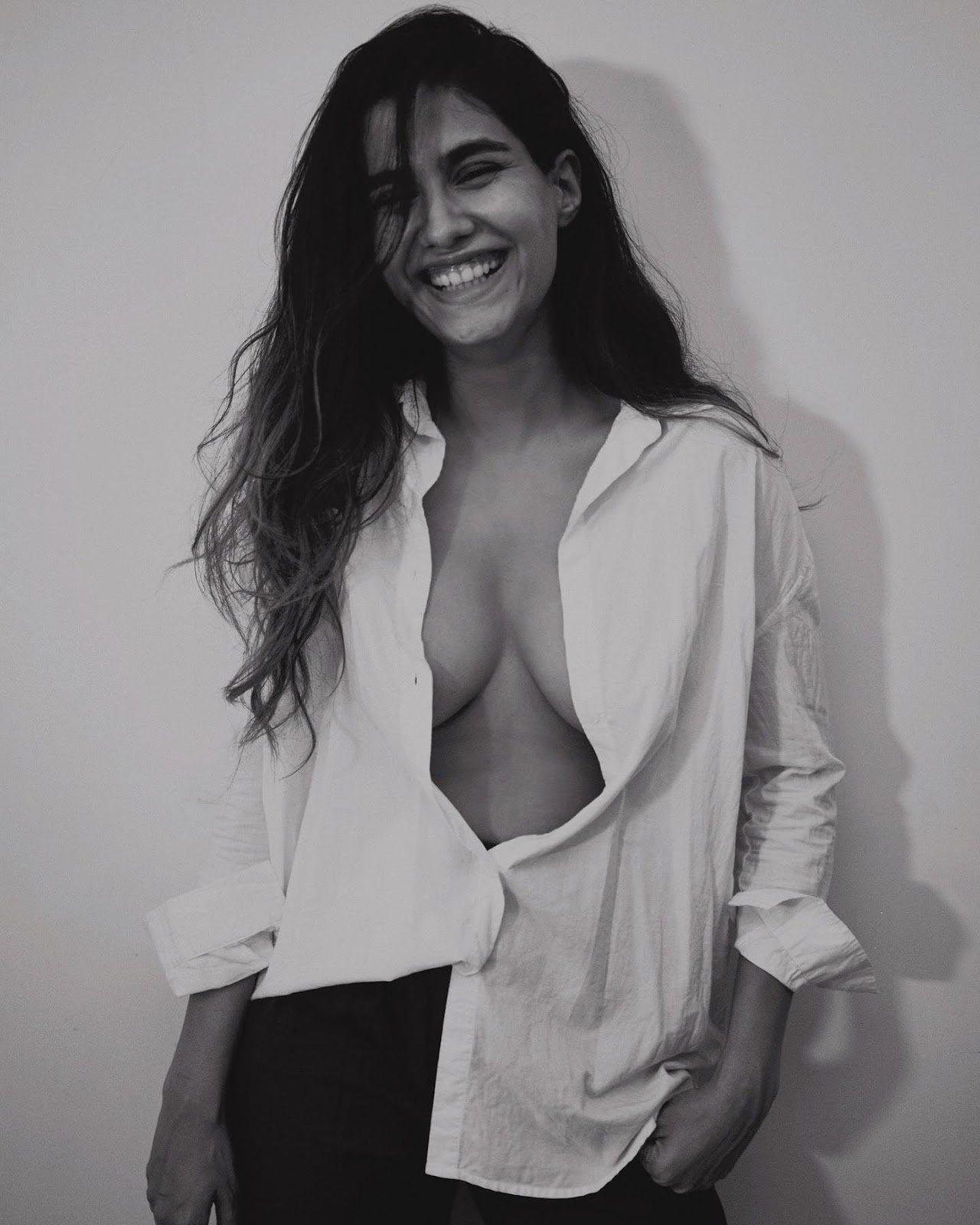 Shreya Dhanwanthary cleavage unbuttoned white shirt