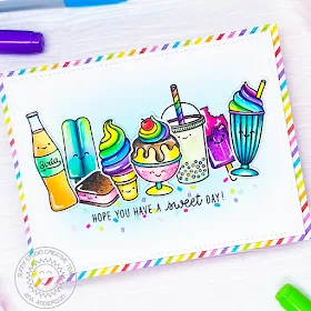 Sunny Studio Stamps: Summer Sweets Frilly Frame Dies Dessert Themed Birthday Card by Ana Anderson