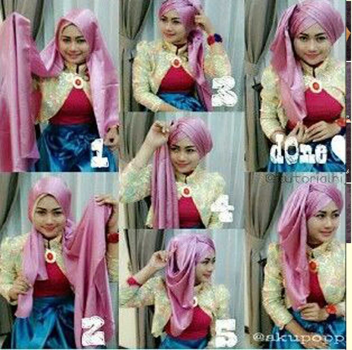 27 Gambar Lengkap Tutorial Jilbab Wisuda 2 Warna Paling Lengkap