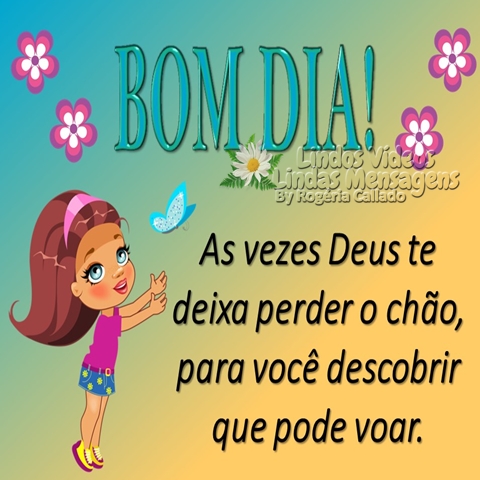 BOM DIA!  Às vezes Deus te  deixa perder o chãos,  para você descobrir  que pode voar.