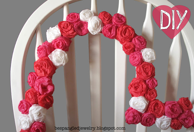 DIY crepe paper rose covered heart frame - photobooth prop tutorial