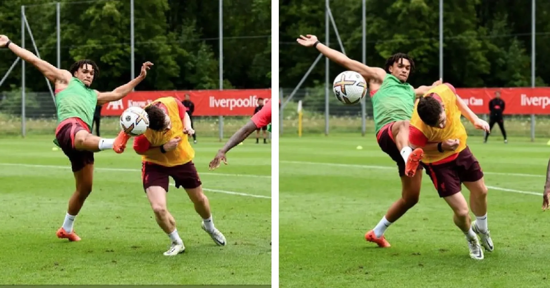 'Wanted it more': Robbo shows total commitment in training by scoring diving header against Trent's raised boot