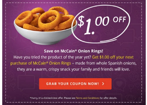 McCain Onion Rings $1 Off Coupon