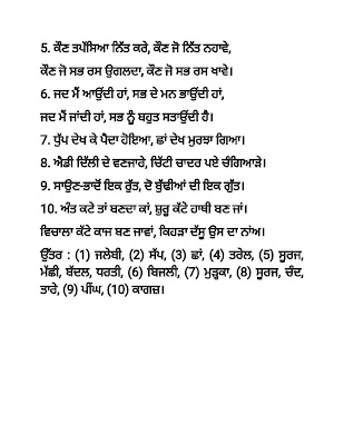 Punjabi Bujartan with Answer Pics