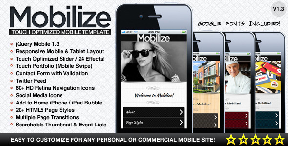 Mobilize - Touch Optimized Mobile Template - Mobile Site Templates