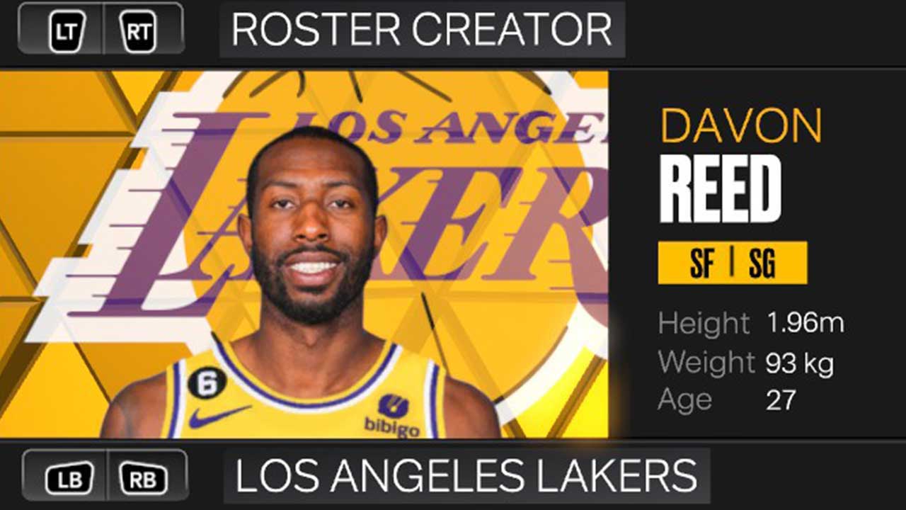 NBA 2K23 Davon Reed Los Angeles Lakers Portrait