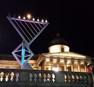 Trafalgar Square Hannukah Menorah Christmas Lights 2015