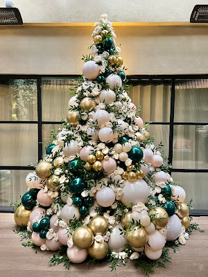 Pink Green and Gold Balloon Christmas Tree