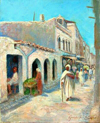 Rue des Coulouglis à Blida - Roger Guardia (Français - né en Algérie près de Blida en 1933) - Huile sur toile