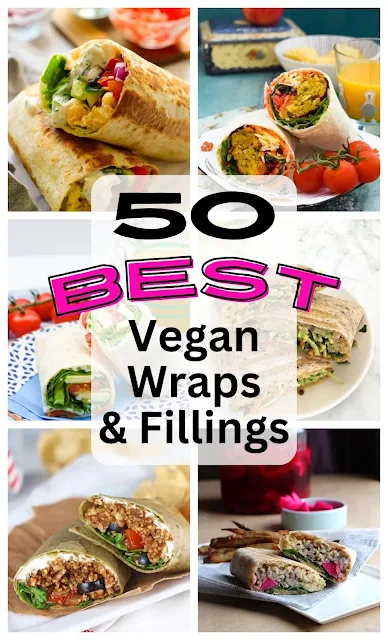 20 Best Vegan Lunch Wrap Recipes. Filled tortilla wraps make a great change from sandwiches at lunchtime. Recipe pin.