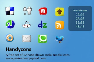 Free Social Bookmark Icons for Blogging - Handycons - 12 hand drawn icons