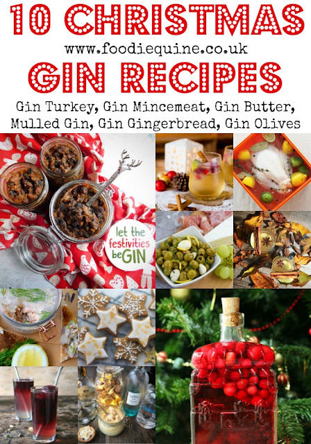 www.foodiequine.co.uk A boozy roundup of 10 Juniper filled Chrstmas recipes from UK bloggers that will be sure to get you in the Christmas Spirit. Everything from Gin Turkey to Gin Mincemeat and Mulled Gin to Gin Gingerbread. Whatever the festive recipe - just add Gin!