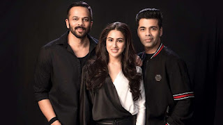  Director Rohit Shetty, Sara Ali Khan and Karan Johar for film Simmba