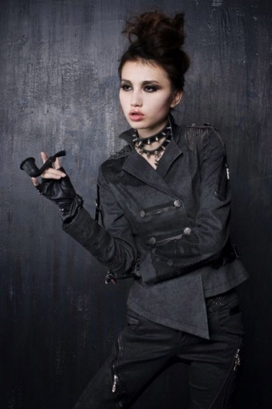 Fashion Black Punk Military Jacket for Women