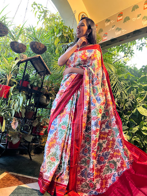 Ikat motif multicolor pochampally saree
