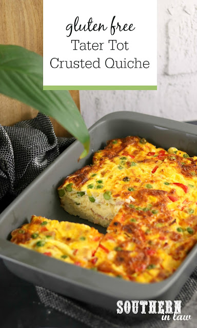 Tater Tot Crusted Quiche Recipe - Breakfast casserole recipe, healthy, gluten free, high protein, hash brown quiche, potato gems