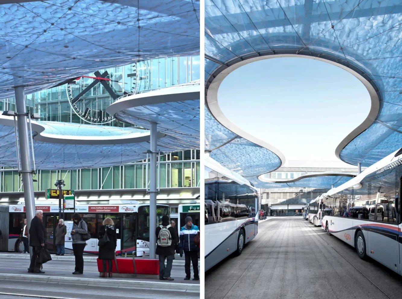 Bus terminal and train station square by Vehovar
