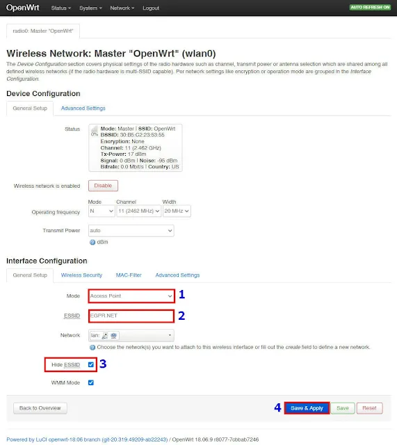 قم بأختيار المود access point.