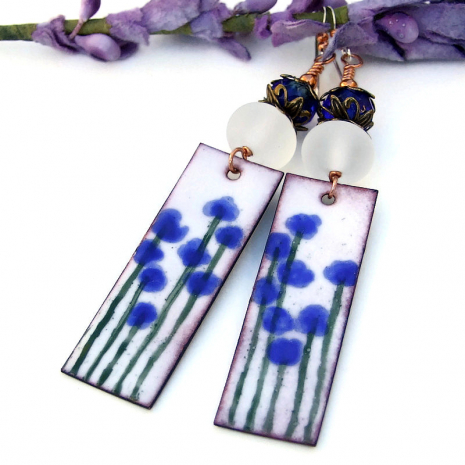 blue flowers earrings