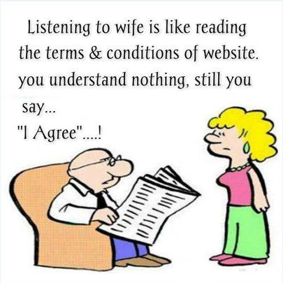 Intelligent man of world hear his wife carefully