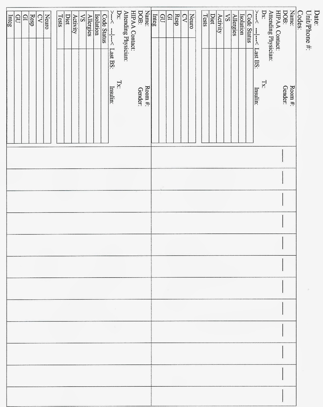 Student Survive 2 Thrive: Free Printable Nursing Change of Shift Report