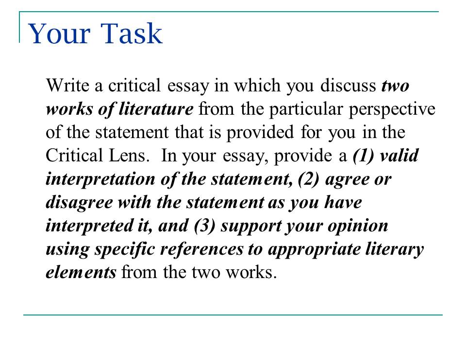 writing a critical lens essay