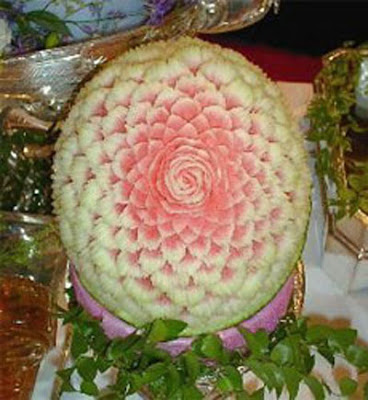 Watermelon carving art - seen at curiousphotos.blogspot.com