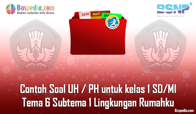 Contoh Soal UH / PH untuk kelas 1 SD/MI Tema 6 Subtema 1 Lingkungan Rumahku