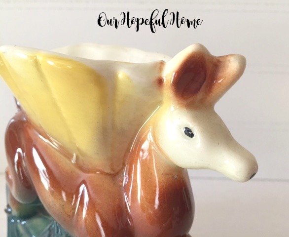 vintage jumping deer planter retro pottery